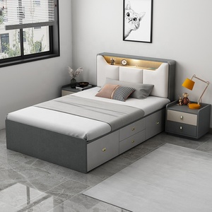 Khí Nén Cao Hộp Lưu Trữ Giường Ngủ Bằng Gỗ Đồ Nội Thất Phòng Ngủ Nữ Hoàng Vua Kích Thước Giường Gỗ - Product Image 2