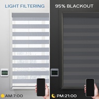 Stores zébrés horizontaux modernes en polyester, motorisés Zigbee, occultants à 95 %, intelligents, pour hôtels et bureaux