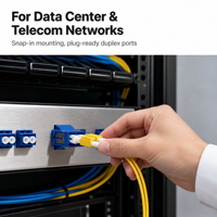 Adaptateur Coupleur Fibre Optique LC Duplex SM/MM avec Manchon Céramique, Clip à Encliquetage et Bouchons Anti-Poussière à Visser pour Panneau de Brassage ODF FTTH