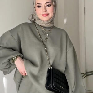 Yeni pamuk kış Co Ord Set kadınlar müslüman mütevazı etek manşet düğmeleri elastik bel dize cepler örme 2 parça Abaya Set - Product Image 1