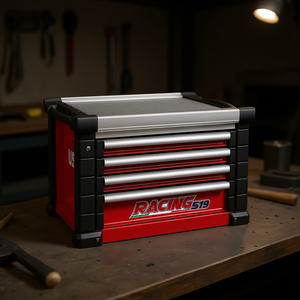 Armoire à outils Racing 519, 4 tiroirs, boîte de rangement en aluminium rouge, organisateur d'atelier - Product Image 3
