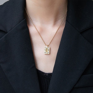 Collier personnalisé en acier inoxydable 316L plaqué or 14k 18k PVD avec pendentif diamant ajouré pour femme, vente en gros - Product Image 5