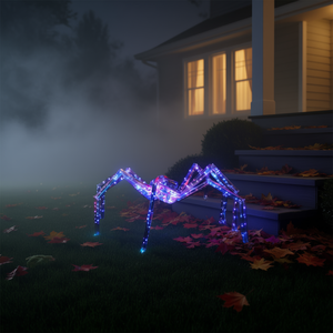 Decorazione luminosa di Halloween a forma di ragno, 90 cm, per esterni, preilluminata con 340 luci LED, per cortile, veranda, prato e feste. - Product Image 2