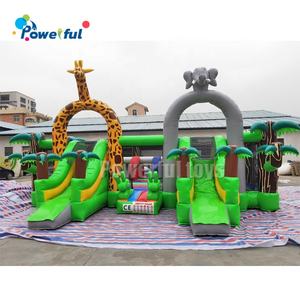 <span class=keywords><strong>Location</strong></span> gonflable commerciale de château plein d'entrain de <span class=keywords><strong>maison</strong></span> de rebond de terrain de jeu de zoo de PVC avec la glissière et le ventilateur - Product Image 2