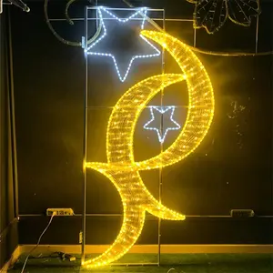 Lampu LED Festival Ramadan Luar Ruangan LED Motif Bintang Bulan