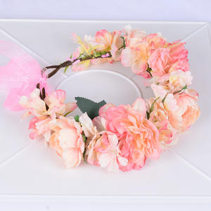 Couronne de fleurs artificielles de pivoine en gros pour mariée, attractions touristiques, mariage, employées - Product Image 4