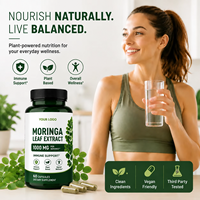 Capsules d'extrait de Moringa végétaliennes en marque blanche ODM/OEM, 60 capsules/flacon, 2 capsules par jour, complément alimentaire naturel pour une alimentation quotidienne