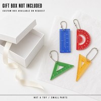 Mini outil de mesure en forme de boule, chaîne en acrylique translucide, vente en gros, OEM, ODM, logo personnalisé, commande en gros, porte-clés de papeterie