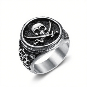 OAHLAN Bijoux de mode en gros, bague vintage en acier inoxydable plaqué or 18 carats Pirates des Caraïbes pour hommes, cadeaux de fête - Product Image 4