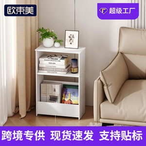 Modern Minimalist Narrow <b>Bedside</b> <b>Storage</b> Shelf 3 Tier With Dustproof Design For Bedroom And Living Room Books Toys Organization - Product Image 3