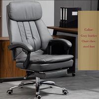 Chaise de bureau ergonomique à dossier haut en cuir PU, appui-tête réglable, soutien lombaire confortable avec repose-pieds, chaise de jeu