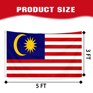 Bandera Nacional de Malasia Personalizada al por Mayor, 90x150cm, Bandera Malasia Jalur Gemilang con Círculo y Estrella de 14 Puntas, Franjas, Poliéster 100D - Product Image 3