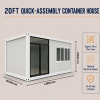 Conteneur de bureau blanc moderne préfabriqué, bureau modulaire avec murs en verre et portes doubles
