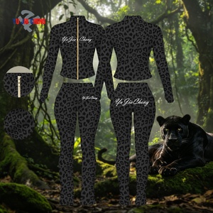 Conjunto de Dos Piezas con Estampado de Guepardo, Trajes Deportivos con Cremallera Dorada, Conjuntos Personalizados de <span class=keywords><strong>2</strong></span> Piezas, Top de Yoga con Cremallera y Leggings con Estampado de Leopardo para Mujer - Product Image 1