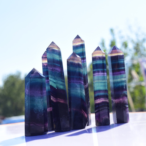 Commercio all'ingrosso Naturale Arcobaleno Intagliato Terminato Fluorite Cristallo Di Quarzo Punti - Product Image 4