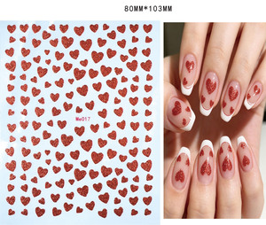 Autocollants pour ongles en forme de cœur français, fins, colorés, 3D, autocollants adhésifs pour la manucure de la Saint-Valentin, nail art - Product Image 3