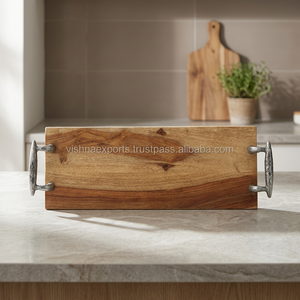 Services de table modernes en bois d'acacia sans BPA, sur mesure, avec poignée en acier et motif portrait, pour la maison ou la cuisine - Product Image 2