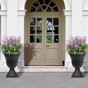 Fioriera in plastica da giardino resistente con sistema di drenaggio opzionale 22 ''vasi da fiori tradizionali in resina classica alta nera - Product Image 5