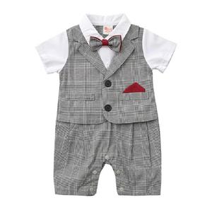 <span class=keywords><strong>Traje</strong></span> de bebé niño boda recién nacido mono mameluco Caballero pajarita manga corta una pieza <span class=keywords><strong>traje</strong></span> de <span class=keywords><strong>bautizo</strong></span> Formal - Product Image 1