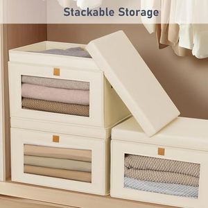 <b>Collapsible</b> Clothes <b>Storage</b> Bins with Handles & Window Fabric Closet <b>Storage</b> Box Organizer for Living Room Dorm - Product Image 6