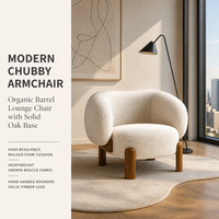 Fauteuil simple en tissu bouclé beige de style nordique contemporain pour la maison, le bureau ou l'appartement – Chaise de loisirs durable