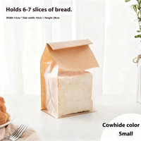 Sacs en papier kraft imprimés personnalisés pour pain, emballage alimentaire pour toasts, pochette verticale anti-humidité avec fenêtre transparente et fermeture à lien métallique