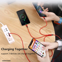 Cable de cargador rápido trenzado de nailon azul Cable de carga de teléfono múltiple multipuerto Universal para Android Micro USB tipo C para computadora
