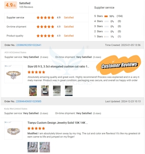 Tianyu đá quý Hot Bán vàng trắng hai tone hồng Emerald Cut & Pear Shape Sapphire moissanite Bông tai - Product Image 5