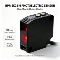Capteur photoélectrique diffuseur 12 cm PNP NO+NC, sortie 3 fils, interrupteur de détection de lumière infrarouge, montage encastré IP67