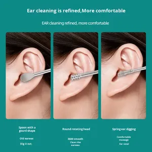 <strong>Ear</strong> Wax Removal <strong>Cleaning</strong> <strong>Tools</strong> Rotating <strong>Ear</strong> Scoop Double-end <strong>Ear</strong> Pick Spoon Sets - Product Image 2