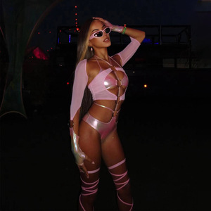 เซ็ตชุดชั้นในแบบแบนเดจสีชมพูสำหรับผู้หญิงชุดชั้นในเซ็กซี่แบบเปิดหลังสำหรับใส่นอน - Product Image 2