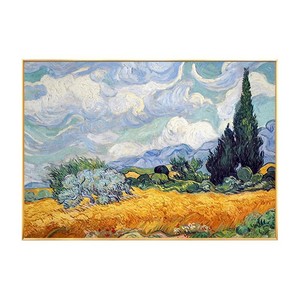 Peinture à l'huile peinte à la main, Van Gogh, cyprès et champ de blé, effet visuel 3D, art mural moderne pour salon, décoration d'entrée - Product Image 5