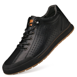 Nuevos Zapatos de Cuero Genuino para Hombre de Primavera, Mocasines Casuales Transpirables Blancos con Suela de Goma y Control de Red para Conducir, Combinables con Todo - Product Image 2