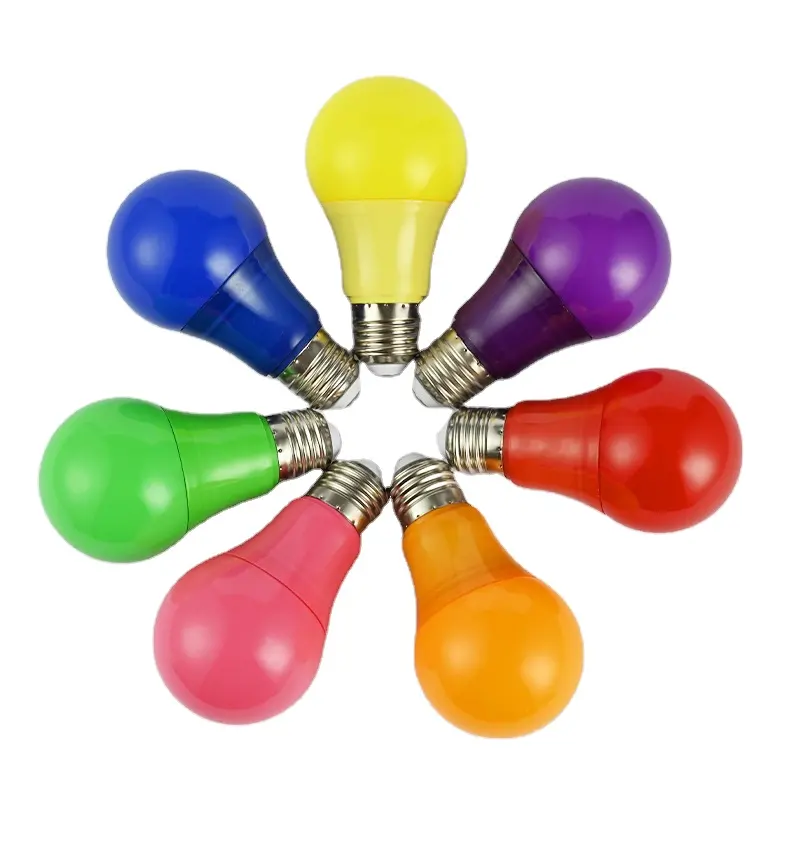 Lampadina A LED in plastica di alluminio A colori A50 A60 colore A lampadina atmosfera luce notturna riempimento lampadina
