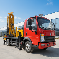 Mini-foreuse de puits d'eau pour camion léger, machine de forage de roche DTH de 300 mètres avec stabilisateurs hydrauliques robustes
