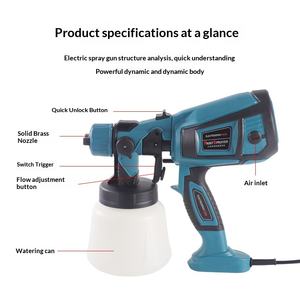 <span class=keywords><strong>Pistolet</strong></span> de pulvérisation électrique portatif 800W avec 2 buses en cuivre pour <span class=keywords><strong>peinture</strong></span>, sols, murs et voitures - Product Image 3
