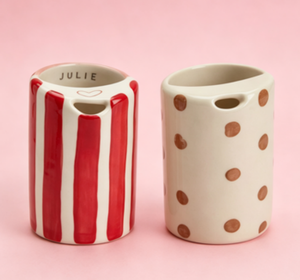 <span class=keywords><strong>Tazza</strong></span> in <span class=keywords><strong>Ceramica</strong></span> a Righe Fatta a Mano <span class=keywords><strong>con</strong></span> Cannuccia per Asporto - Product Image 2
