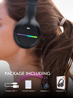 Headphone Gaming Stereo Desain Baru Terbaik, Lipat, Over Ear, Nirkabel untuk Perempuan dan Anak
