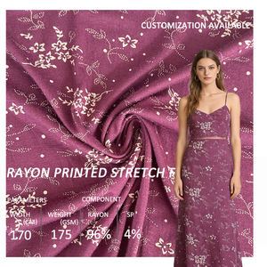 Tissu extensible imprimé rayonne pour printemps été léger rayonne imprimé Spandex tricot <span class=keywords><strong>jersey</strong></span> simple pour tissu vestimentaire - Product Image 1