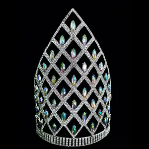 Benutzer definierte Strass Big Crown Kristall Tiara Große Festzug Kronen Königin Miss World Haarschmuck