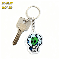 Porte-clés en acrylique mignon astronaute extraterrestre vert ET en combinaison spatiale avec casque à bulles, accessoire Kawaii parfait pour sacs à dos et fans de science-fiction