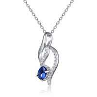 Collier de luxe couple saphir collier de fiançailles zircon charme infini femmes 925 argent collier de bijoux fins