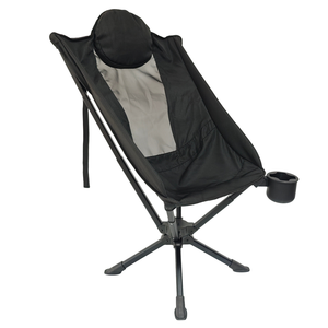 Fauteuil Pliant Pivotant à Dossier Haut pour Camping Extérieur en Alliage d'Aluminium, Design Moderne <span class=keywords><strong>avec</strong></span> <span class=keywords><strong>Porte</strong></span>-<span class=keywords><strong>Gobelet</strong></span> en Silicone et Oreiller pour la Plage - Product Image 3