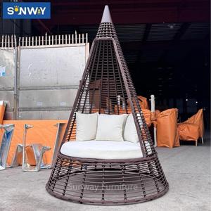 <span class=keywords><strong>Lit</strong></span> <span class=keywords><strong>de</strong></span> repos en rotin tissé <span class=keywords><strong>de</strong></span> style conique pour l'extérieur transat créatif pour patio hôtel solarium cour jardin villa loisirs cadre en aluminium - Product Image 4