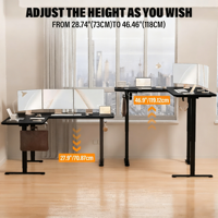 Bureau d'angle ergonomique en forme de L pour ordinateur portable PC de 140 cm, bureau de travail à double moteur, réglable en hauteur électriquement, table en forme de L