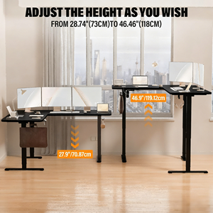 <strong>Large</strong> Ergonomic L Shape PC Laptop <strong>Computer</strong> <strong>Desk</strong> Dual Motor Standing Office Corner <strong>Desk</strong> Electric Height Adjustable L-shaped Table - Product Image 4