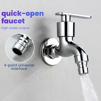 Robinet de lavage pour salle de bain en alliage de zinc avec poignée en plastique chromé, eau froide uniquement, 1/2 pouce, ouverture rapide universelle