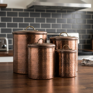 Copper Antique Lacquer Eco-Friendly Food Canister Set with Freshness Preservation - Product Image 2