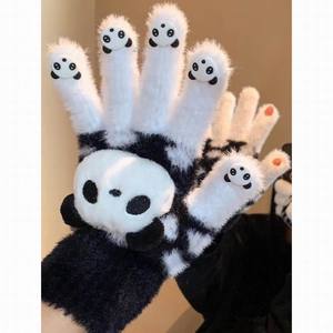 Gants en <span class=keywords><strong>mohair</strong></span> tricotés pour femme, avec logo personnalisé, motif panda mignon, compatibles écran tactile, pour l'hiver – Fabrication depuis 16 ans - Product Image 1
