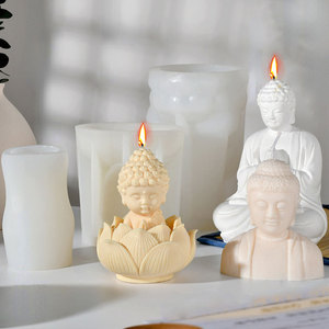 Buddha Statue Plaster <b>Mold</b> Silicone <b>Mold</b> For DIY <b>Candle</b> Making Home Decor - Product Image 2